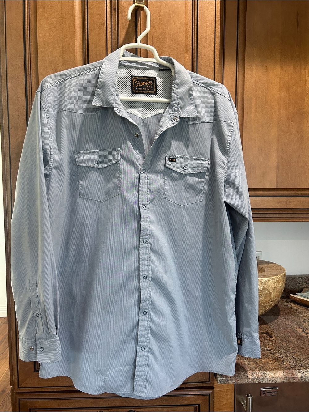 Howler Brothers Light Blue Long-Sleeve snap Button-Down Shirt